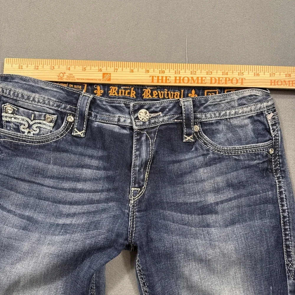 Rock Revival EASY CAPRI SORA Jeans Embroidered Pockets Logo Accents Men 32
